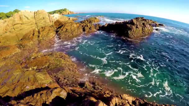 Detail Pantai Spanyol Musim Panas Catalunya Costa Brava — Stok Video