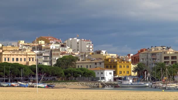 Landschaft Einer Kleinen Stadt Palamos Der Costa Brava Spanien — Stockvideo