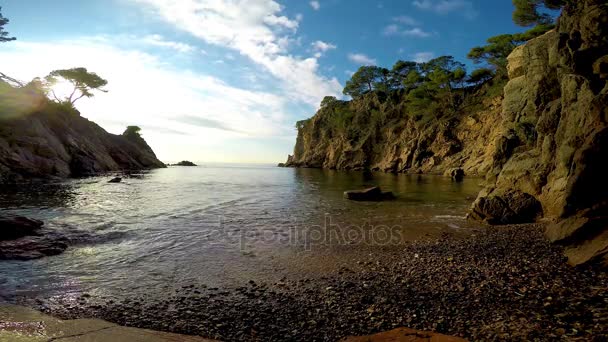 รายละเอ ยดของชายฝ งสเปนในฤด Catalonia Costa Brava — วีดีโอสต็อก