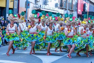 Palamos, İspanya - 10 Şubat 2018, geleneksel karnaval geçit küçük bir kasaba Palamos, Katalonya, İspanya .