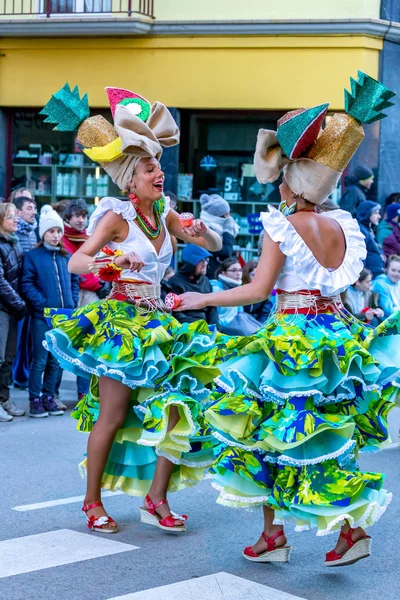 Palamos, Espagne - 10 février 2018, Carnaval traditionnel dans une petite ville de Palamos, en Catalogne, en Espagne  . — Photo