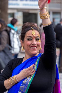 Palamos, İspanya - 11 Şubat 2018, geleneksel karnaval geçit küçük bir kasaba Palamos, Katalonya, İspanya .