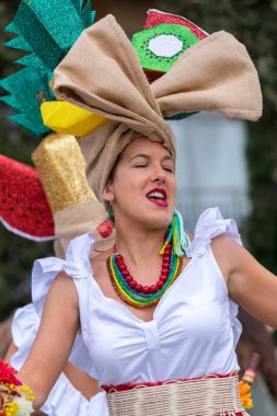 Palamos, İspanya - 11 Şubat 2018, geleneksel karnaval geçit küçük bir kasaba Palamos, Katalonya, İspanya .