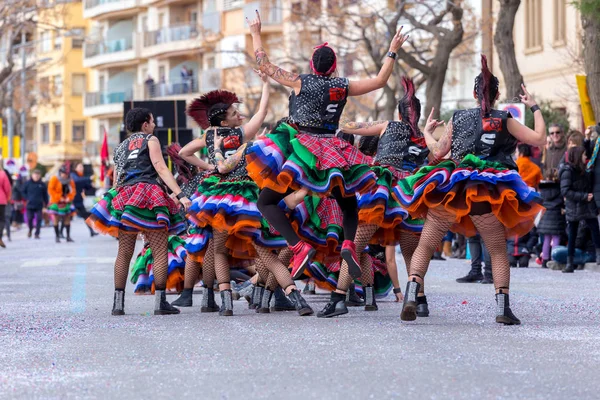 Palamos, Espagne - 11 février 2018, Carnaval traditionnel dans une petite ville de Palamos, en Catalogne, en Espagne  . — Photo