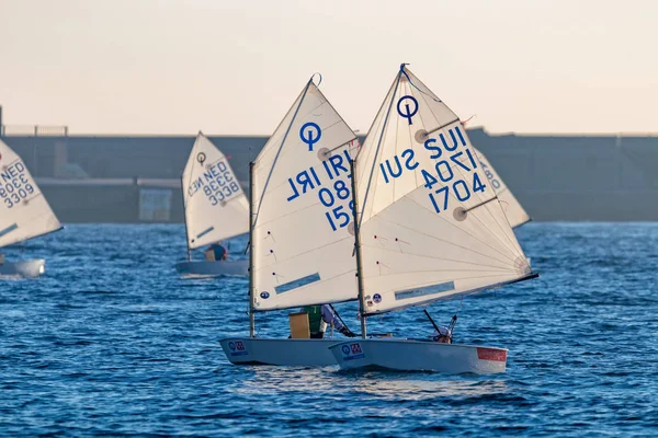 29th INTERNATIONAL PALAMOS OPTIMIST TROPHY 2018, 13TH NATIONS CUP, 15 Feb. 2018 , Town Palamos, Spain — Stock Photo, Image