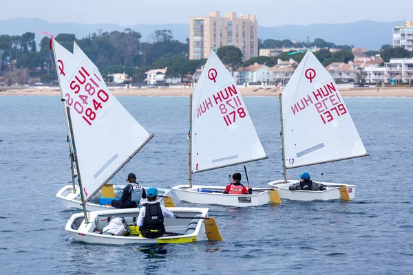 29ª TROFÍA OPTIMISTA INTERNACIONAL DE PALAMOS 2018, 13ª CUP DE LAS NACIONES, 16 feb. 2018, Ciudad Palamos, España — Foto de Stock