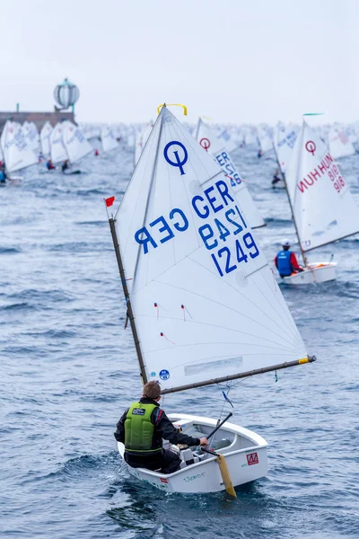 29 internationella Palamos Optimist Trophy 2018, 13th Nations Cup, 16 februari 2018, stad Palamos, Spanien — Stockfoto