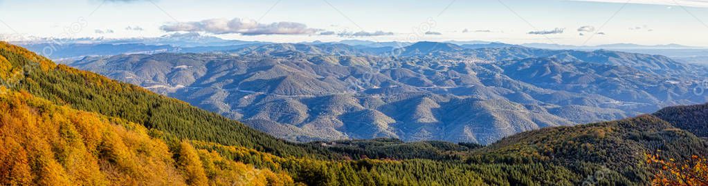 Panorama picture from Spanish mountain Montseny