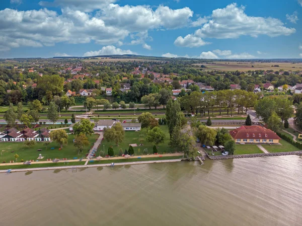 Aerial drone picture from a lake Balaton of Hungary, Balatonbereny — Stock Photo, Image