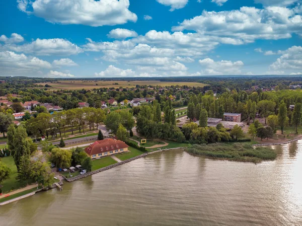 Aerial drone picture from a lake Balaton of Hungary, Balatonbereny — ストック写真