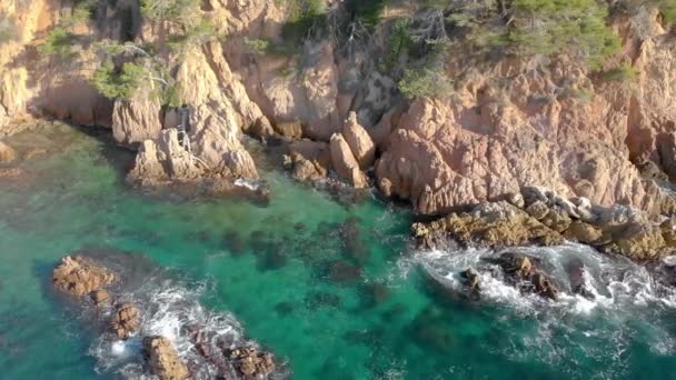 Luchtfoto Van Spaanse Costa Brava Catalonië — Stockvideo