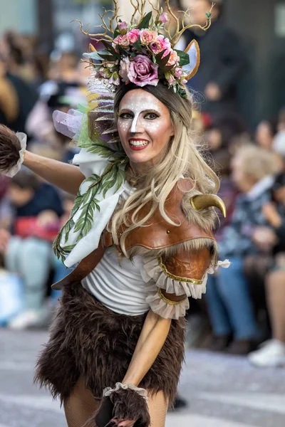 Carnaval Traditionnel Dans Une Ville Espagnole Palamos Catalogne Beaucoup Gens — Photo