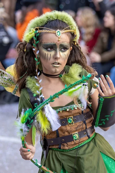 Carnaval Tradicional Uma Cidade Espanhola Palamos Catalunha Muitas Pessoas Traje — Fotografia de Stock