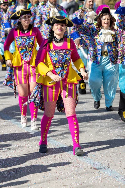 Traditionell Karneval Spansk Stad Palamos Katalonien Många Människor Kostym Och — Stockfoto