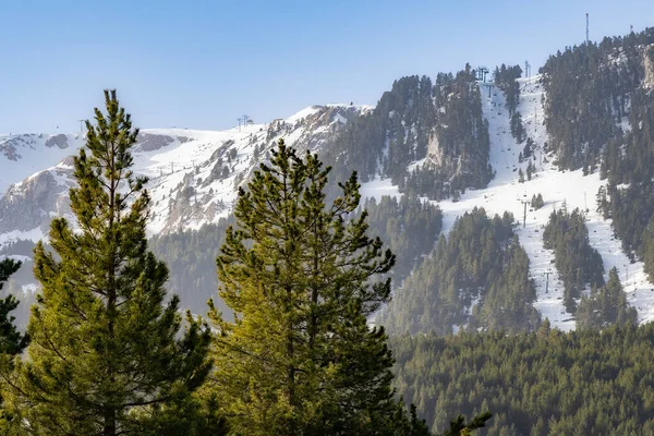 Bílé Vrcholky Hor Pohoří Pyrenejí Zimě — Stock fotografie