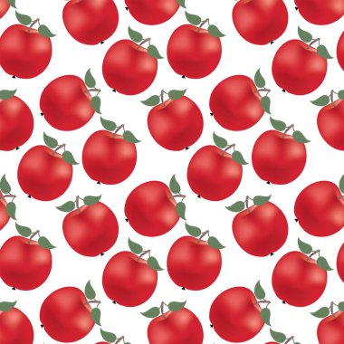 Gerçekçi kırmızı elma deseni, sarı armut ve kırmızı kiraz meyvesi