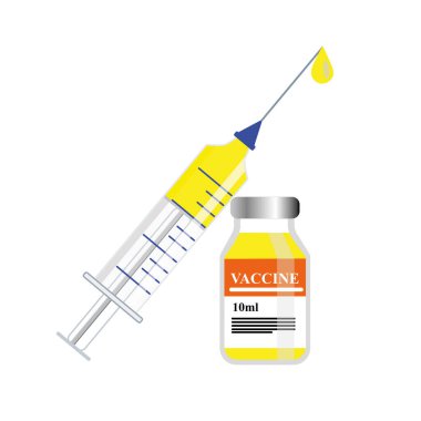 Koronavirüs korunmasının vektör görüntüsü, aşılama yoluyla enjekte edilmesi