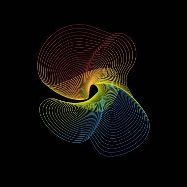 Siyah arkaplanda rengarenk soyut şekil