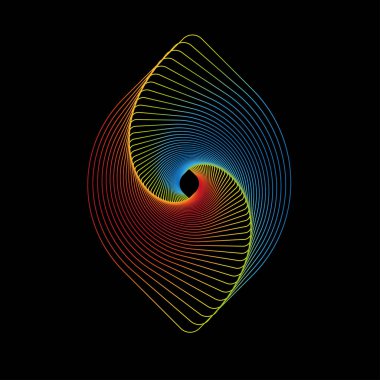 Siyah zemin üzerindeki renk eğimli spiral çizgilerle göz şekline benzer.