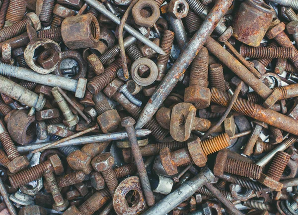 Eski paslı aşınmış metal Ayrıntılar-fındık yatakları zinciri cıvata