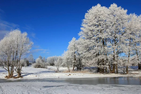 Paesaggio invernale, regione Masurien, Polonia — Foto Stock