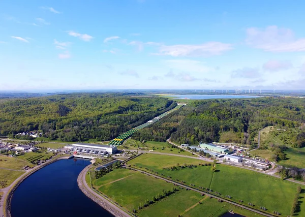 Central Hidroeléctrica Verano Vista Aérea Zarnowiec Polonia — Foto de Stock