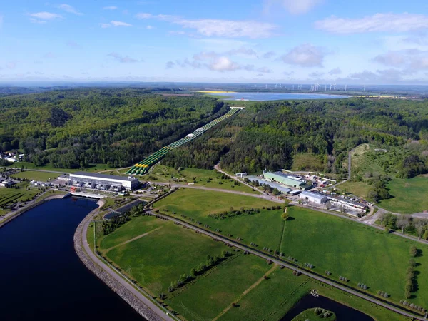 Vue Haut Sur Centrale Hydroélectrique Zarnowiec Pologne — Photo