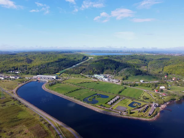 Waterkrachtcentrale Zarnowieckie Lake Pommeren Polen — Stockfoto