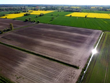 Polonya 'nın Zulawy Wislane kentindeki alanlar arasındaki drenaj kanalları