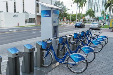 Citibike Bisiklet Miami Florida şehir merkezinde bulunan istasyonu paylaşım