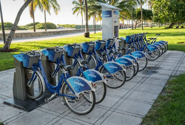 Citi Bike station along Miami Beach, Florida