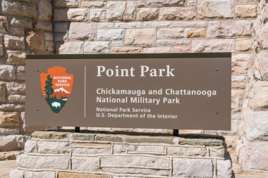 Chattanooga, TN - 8 Ekim 2019: Chickamauga ve Chattanooga Ulusal Askeri Parkı Point Park Girişi