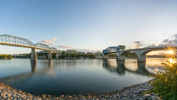 Chattanooga Oktober 2019 Chattanooga City Skyline Utmed Tennessee River — Stockfoto