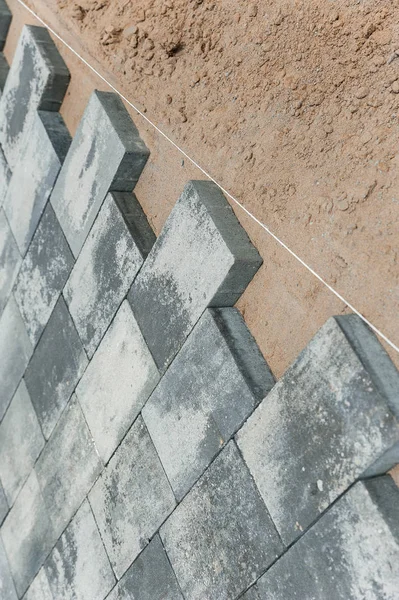 Sidewalk Tiles Close Lying Sand — Stock Photo, Image