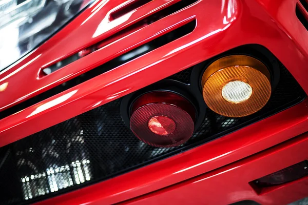 Elements Rear Headlights Red Modern Racing Car Close — Stock Photo, Image