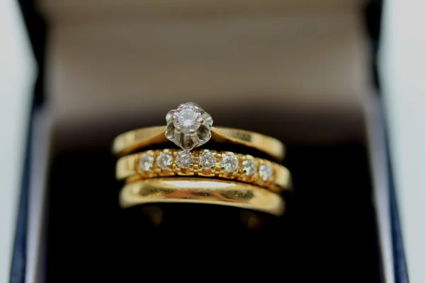 Yellow golden diamond rings Stock Image