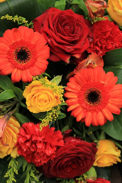 Red, yellow and orange wedding decorations Stock Image