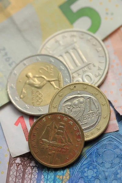 Greek and euro money — Stock Photo, Image