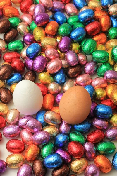 Chocolate and hen easter eggs