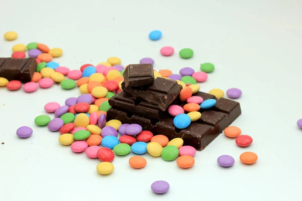 Colorful candies and chocolate — Stock Photo, Image