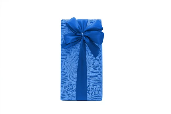 Blaue Geschenkbox mit Schleife und Schleife — Stockfoto