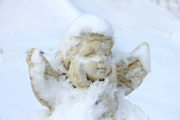 Angelo custode nella neve — Foto Stock