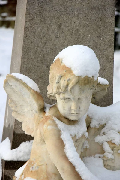 Anjo da guarda na neve — Fotografia de Stock