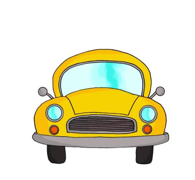 Sarı retro karikatür araba