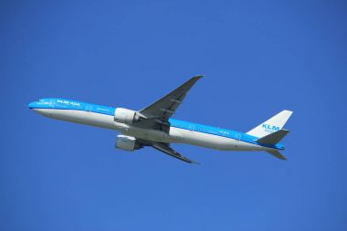 Amsterdam Hollanda - 23 Eylül 2017: Ph-Bvb Klm Royal Dutch Airlines Boeing 777-300