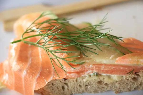 Свежий сэндвич с лосося — стоковое фото