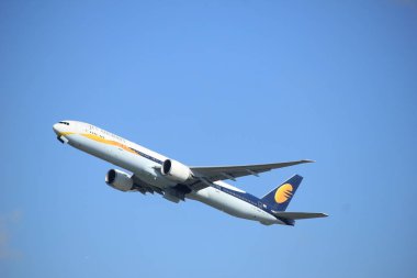Amsterdam Hollanda - 23 Eylül 2017: Vt-Jeh Jet Airways Boeing 777-35r