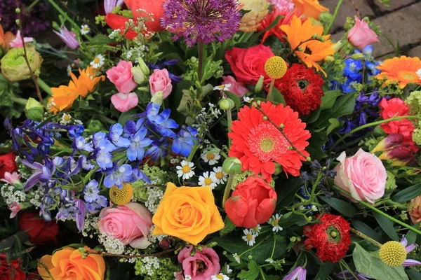 Composizione Floreale Mista Vari Fiori Diversi Colori Matrimonio — Foto Stock