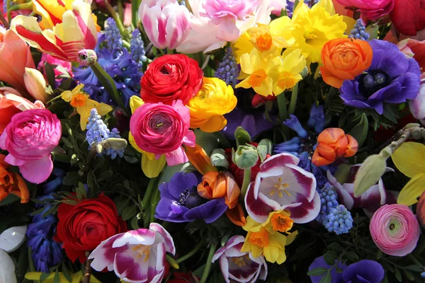 Barevná Smíšená Kytice Různými Jarními Květy — Stock fotografie