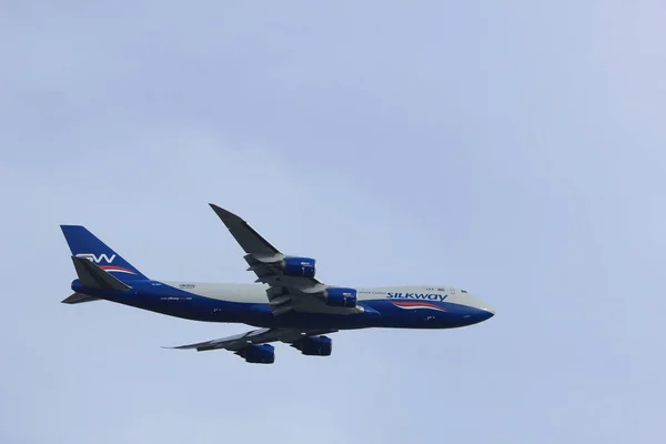 Ámsterdam Países Bajos - 4 de marzo de 2018: VQ-BWY Silk Way West Airlines Boeing 747-8F — Foto de Stock